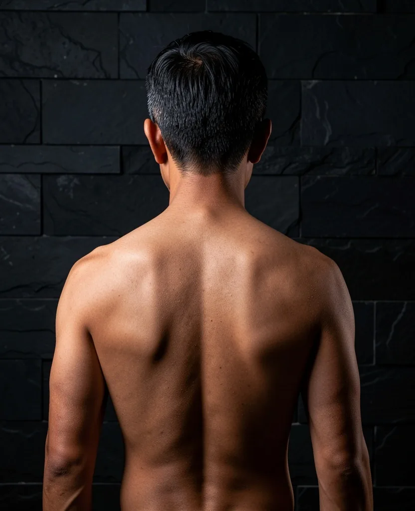Postur punggung dan bahu pria dewasa yang tegak