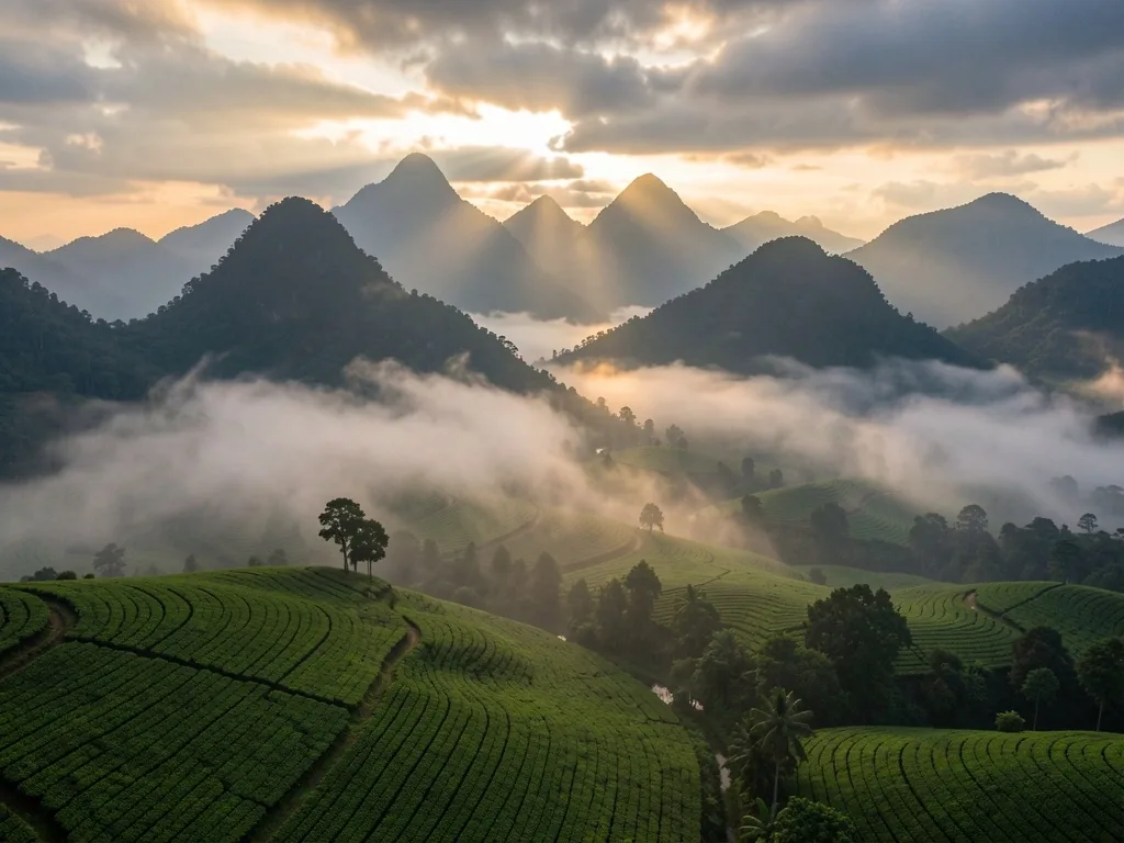 Pemandangan alam pegunungan Bandung di pagi hari